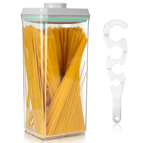 Duracresta Tarro de almacenamiento de espaguetis, organizador de cocina, tarro de sellado hermético de 3.2 litros, tapa de bloqueo, resistente a la humedad, adecuado para varios granos, harina, granos