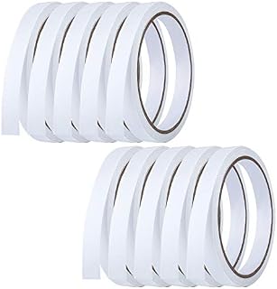 ELCOHO 10 Rolls Self Adhesive Double Sided Tape Each Roll 10 m White Strong Sticky Tapes for Handwork, DIY Craft Projects, Cards and Boxes