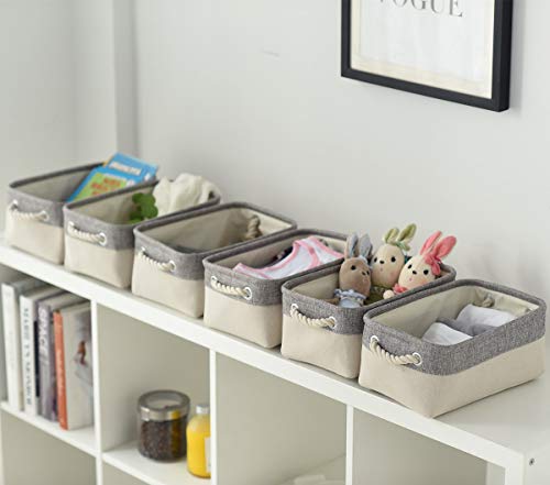 image for TheWarmHome Storage Basket with Cotton Rope Handle, Collapsible Storag