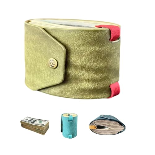 New The Cash Wrap Wallet,Handmade Leather Money Wallet Organizer,Fast Cash Access Money Holder for Cash,Handy Purse Bands with Magnetic Clasp,Ideal Gifts for Women (Green) - Main Image