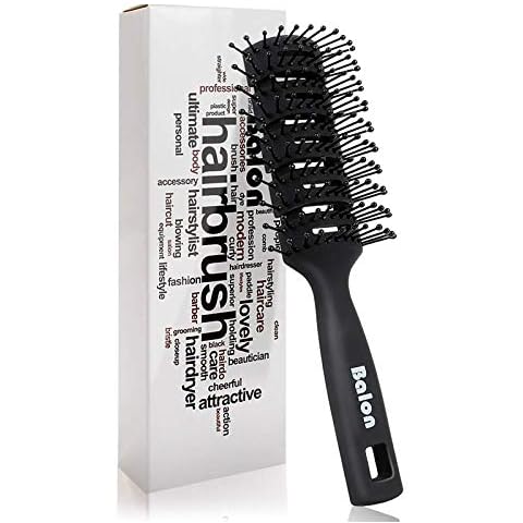 Vent Hair Brush, 11 Row Vented Hairbrush for Men and Women, Vent Brushes With Ball Tipped Bristles for Wet Short Curly Straight Hair Blow Drying Quickly(Black) Cover