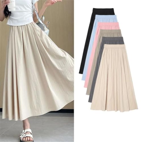 Women Long Skirts Korean Elastic High Waist with Pockets Maxi Skirts2