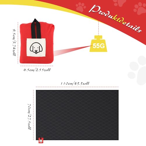 FIDWALL Outdoor wasserdichte Haustierdecke, entfaltet 110 x 70 cm, faltet sich zu einer extra kleinen (7x9x4 cm) Haustier-Reisematte, aus Nylon, tragbare Campingdecke für Haustiere unterwegs, mit Kotb