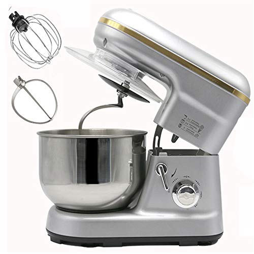 L&B-MR Küchenmaschine 1200W Mit 5L Edelstahl-Rühlschüssel, Rührbesen, Knethaken, Schlagbesen Und Spritzschutz, 5 Stufige…