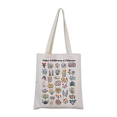 MNIGIU Native Wildflowers of California Tote California State Gift California Eco Tote Bag California Keepsake Gift CA Flowers Gift (Native Tote)