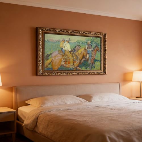 Toile Three Cowboys Maynard Dixon - Décoration Murale Western 61cm