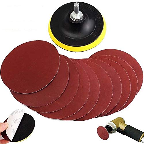 Buy 10Pcs Sanding Disc Sander Sandpaper 1000 Grits 4" + Hook Loop Sanding Backer Pad + Shank