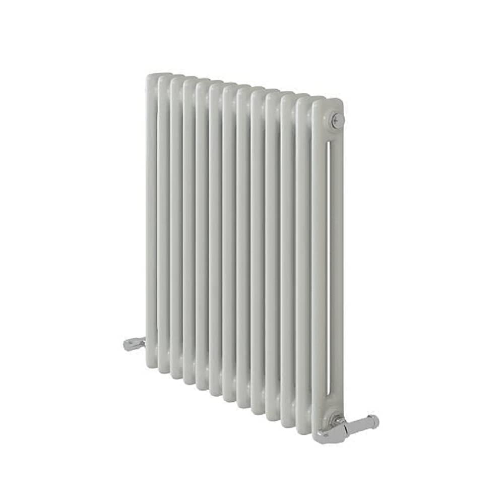 iBathUK Regency Wall-Mounted Horizontal 2 Column Radiator, Steel Cast Iron Style High Thermal Output Hydronic Central Heating, Traditional Designer Radiator in Gloss White, 600 × 605mm — image 1