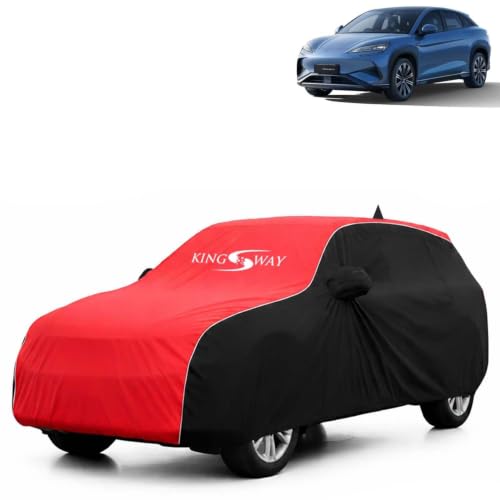 Image of KINGSWAY Super Waterproof Car Cover Only with BYD Sealion 7 (Year 2025 Onwards - All Model) | Mirror and Antenna Pockets | All Weather Car Body Cover with Silver Piping | Black Red