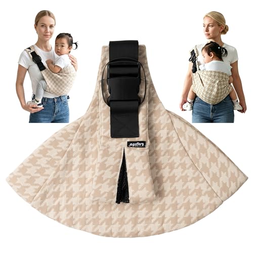 Toddler Sling Carrier with Extra Padding, Adjustable Baby Carrier Front & Back Carry, Non-Slip Ergonomic Seat, Lightweight Breathable Travel Baby Sling for Toddlers & Parents (Houndstooth)