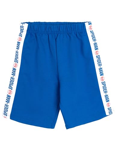 Image of Marvel Spider-Man Big Boys' 2-Piece T-Shirt and Shorts Set Blue White 14-16 | Drop Shoulder Design, Soft French Terry Shorts, Branded Side Taping