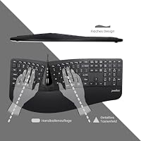 Perixx Periduo-505, Ergonomische Tastatur und Vertikale Maus Desktop Set, Geteiltes Tastenfeld, 4-Wege-Scrollrad, Anpassbare Handballenauflage, Flache Tasten, USB-Kabelgebunden, DE QWERTZ – Ansicht 2