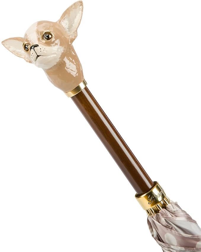 Parapluie Pasotti Chihuahua à pois pour rester élégante sous la pluie urbaine