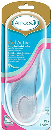 Amope GelActiv Everyday Heels Insoles for Women, 1 pair, Size 5-10