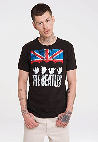 Logoshirt® The Beatles I Union Jack I T-Shirt imprimé I Femme & Homme I Col Rond I Manches Courtes I Marron Noir I Design Original sous Licence I Taille XS - Les Beatles, Paul McCartney, John Lennon, RIngo Starr, George Harrison Logoshirt® The Beatles I Union Jack I T-Shirt imprimé I Femme & Homme I Col Rond I Manches Courtes I Marron Noir I Design Original sous Licence I Taille XS – Image 4