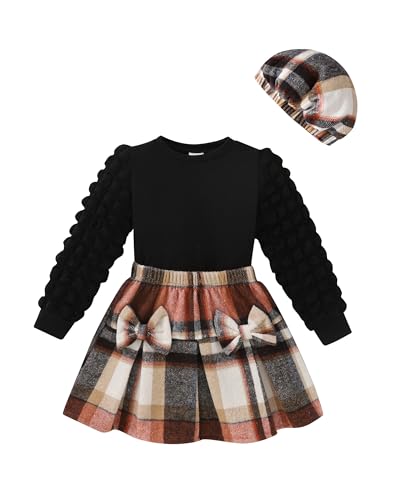 Image of Toddler Girl Clothes Outfit Shirt Top Plaid Mini Skirt Outfits Set Little Girl Dresses Kids Clothes for Girls 18M-8T