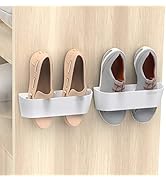 Yocice Wall Mounted Shoes Rack with Sticky Hanging Strips, Plastic Shoes Holder Storage Organizer...