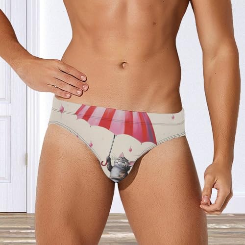 Cute Cats Dancing with Umbrella Men's Swim Briefs Sexy Bikini Swimsuit Beach Shorts Underwear Low Waist4
