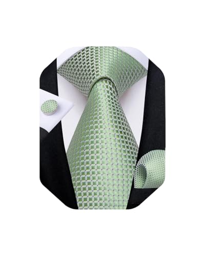 Image of DiBanGu Mens Solid Color Tie and Pocket Square Set Woven Silk Plain Necktie & Handkerchief for Men Wedding Party Formal
