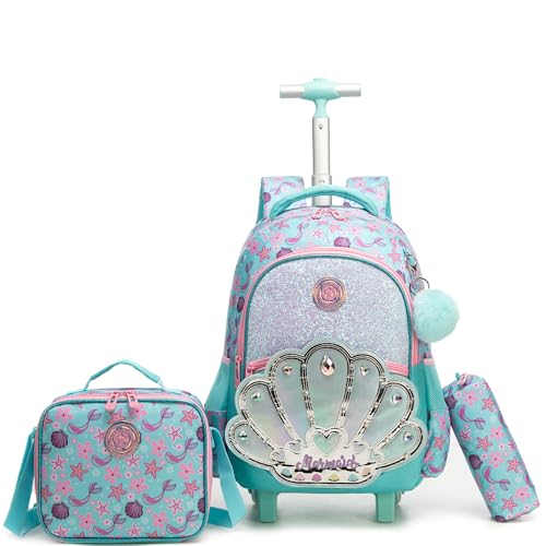 HTgroce Sac à Dos à roulettes Fille Primaire – Cartable Scolaire Ergonomique (CP CE1 CE2 CM1...
