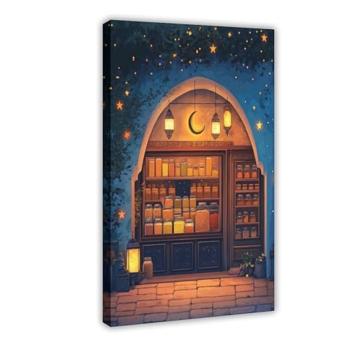 WOPIYNAG Póster de Ramadán Spice Shop, lienzo para decoración de dormitorio, decoración de paisaje, regalo, 20 x 30 cm