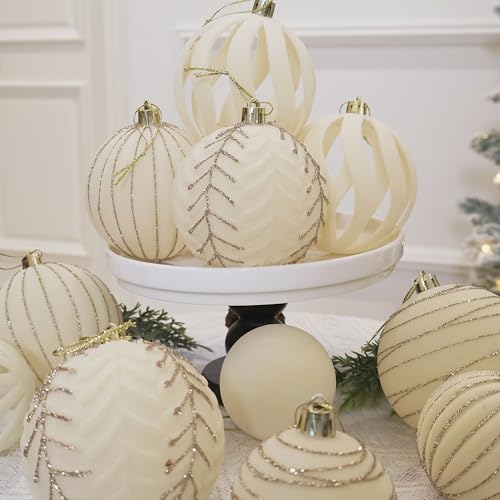 Image of 20PCS Velvet Ornaments for Christmas Tree, 2.36INCH Glitter Flocked Christmas Ornaments Decorations Balls Set Decor