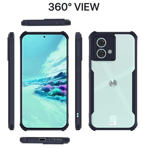 Image of Outlouders Back Cover for Motorola Moto Edge 40 Neo | Ultra Hybrid Transparent | Full Camera Protection | Raised Edge | Crystal Clear Bumper Case (Blue)