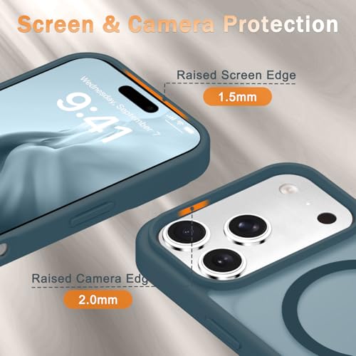 Image of YENAPOON for iPhone 17 Pro Max Case, Matte Magnetic Phone Cover [with 1 Screen Protector] [Support for MagSafe] [Shockproof Military Grade Protection] Translucent Frosted Back, Lavender Gray