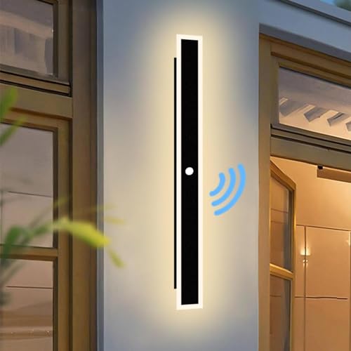Luz de pared negra minimalista para balcón terraza o entrada de casa con sensor de paso LED
