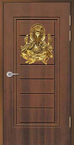 Purpledip Metal Wall Door Hanging Of Ganesha: Magnificent Large Plaque Of Ganapathi Or Vinayaka On Mouse (12191) #TOP2