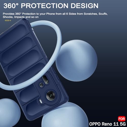 Image of TheGiftKart Liquid Silicon Back Cover Case for Oppo Reno 11 5G | Shockproof Military Grade Protection | Micro-Fibre Cloth On Inner Side | Built-in Anti-Slip Grip for Back Case Oppo Reno 11 (TPU, Blue)