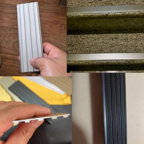 Tiras de aluminio plateadas de 90 cm con superficie texturizada para esquinas de peldaños 7