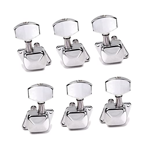 Toddmomy 6 Pack Semiclosed Guitar Tuning Pegs 3 Left 3 Right Chrome Acoustic/electric Guitar Tuning Keys