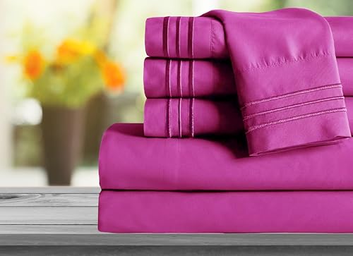 Image of Mocassi Twin XL Sheet Set - Luxury Hotel 1800 Premier Bedding Sheets & Pillowcases - Ultra Soft Breathable & Cooling Bed Sheets - Deep Pocket - Wrinkle Resistant - 4 Piece Set - Twin XL, Pink