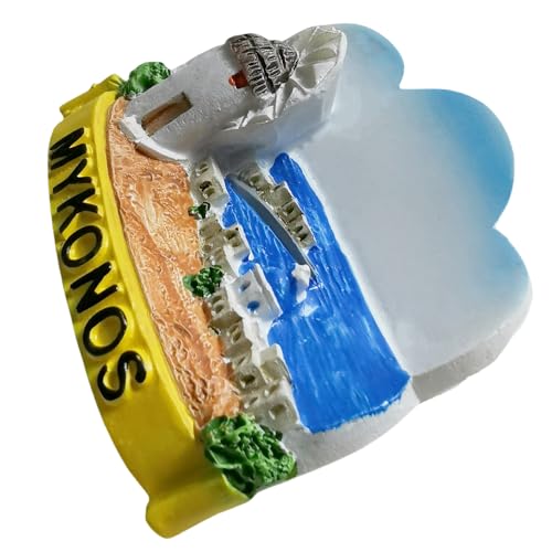 Imán decorativo de refrigerador Mykonos Grecia souvenir miniatura 4