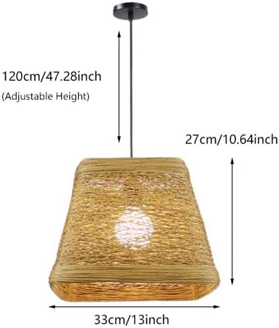 OnlyZoo Retro Plafondlamp, Geweven Rotan Hangverlichting, Bamboe Binnenkroonluchter, E27 Hangende Armaturen Rieten Licht Decoratie Creatieve Hanglamp Voor Restaurants (13 Inch) photo 3