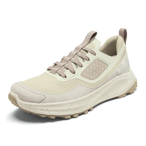 OLUKAI Makiki Women's All-Terrain Athletic Shoes, Durable Sneakers for Versatile Wear, Lightweight & Breathable, All-Day Comfort & Wear, 9.5, White Sand/Tapa