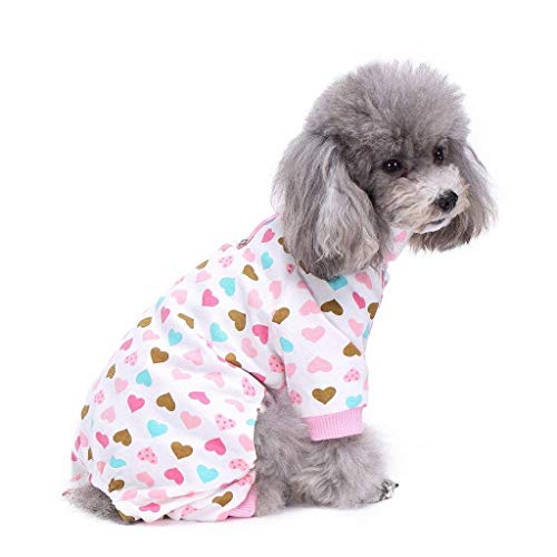 S-Lifeel - Disfraz de Perro para Interior y Exterior con Cuello de Tortuga y patrón de Amor, cómodo Pijama para Cachorro Suave, 100% algodón para Perros medianos y pequeños