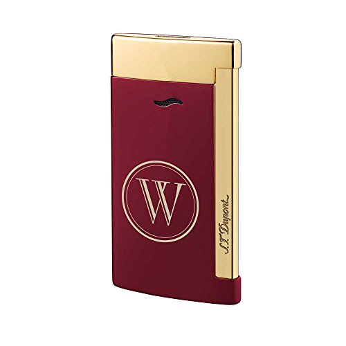 Personalized ST Dupont Slim 7 Single Torch Flame Lighter - Red and Gold with Free Laser Initial Engraving