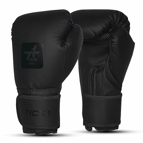 Image of Boxing Gloves for Men & Women 12 oz - Punching Gloves for Training & Heavy Bag Punching with Moulded Foam Padding.Durable PU Material with Secure Velcro Wrist Support (Colour Black)