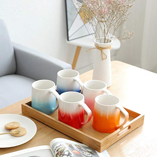 TEANAGOO Porcelain Coffee Mugs Set Of 6, 16 Ounce For Coffee, Tea, Cocoa, Set Of 6, MS025W Warm Sorted Colors, Teal Coffee Mug Set Of Large Coffee Mugs, juego de tasas de cafe 6 tasas para cafe set