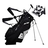 ASK ECHO ST-14 Hybrid Golf Stand Bag 14 Way Dividers with Quick Putter Clip & Pendor Lock Organizer Bundle/Black