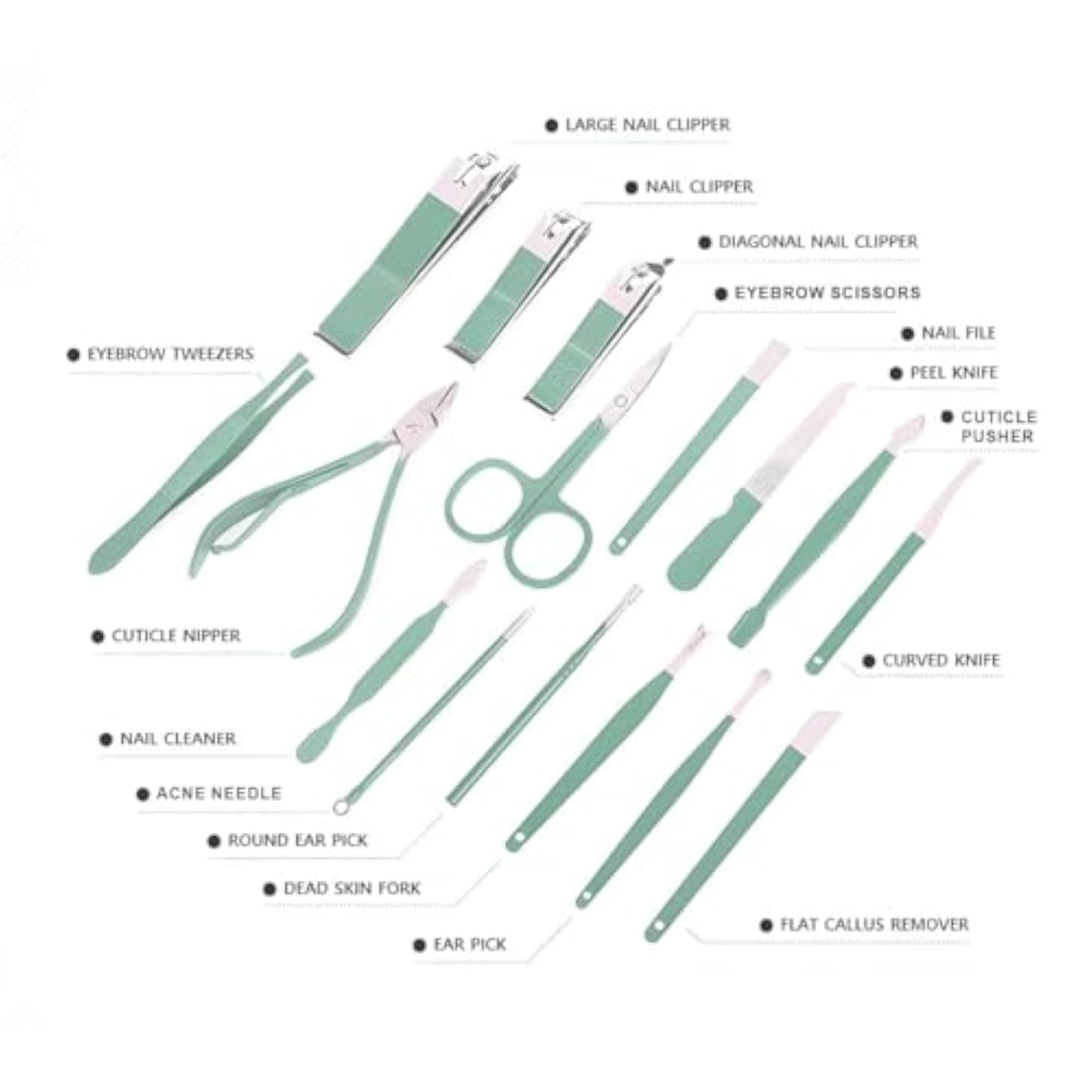 16-in-1 Manicure Pedicure Kit, Professional Nail Care Set