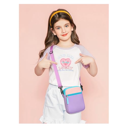 kids purse for girls crossbody bag colorblock purses for kids age 5 6 7 8-10 10-12 purple amp blush pink