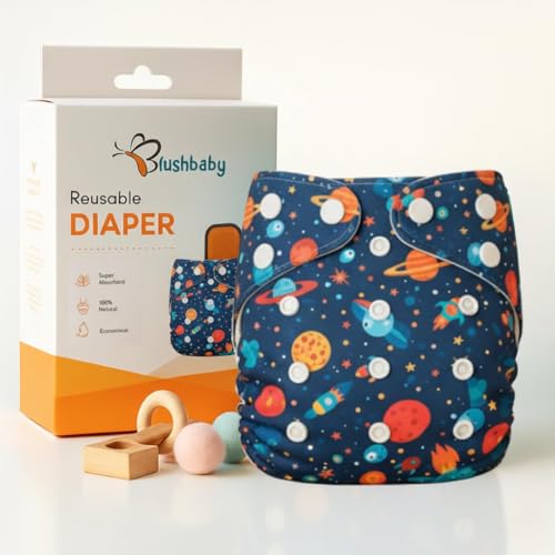 Image of Blushbaby Premium Reusable Cloth Diapers for Babies | 3 Months-3 Years | 2 Washable Diapers with 2 Absorbent Insert Pads | Adjustable, Leakage Proof cloth diapers for babies | Freesize Diaper 5-18kg