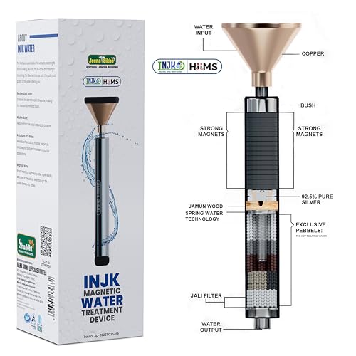 Jeena Sikho INJK Technique Magnetic Water Device Mineral-Rich Water Alaklizer | Contains Copper + Magnesium + mph Alkaline Pebbles & Minerals | Includes Free Test Kit