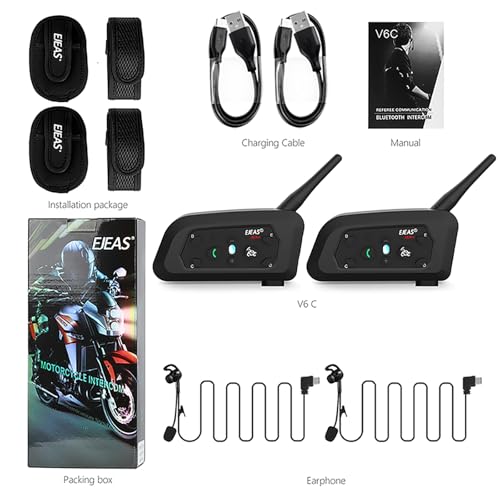 EJEAS V6C Professional Football Referee Bluetooth Intercom, 2 People Wireless Bluetooth Headset with Running Armband for Soccer Hockey Rugby Sports (2 Pack)