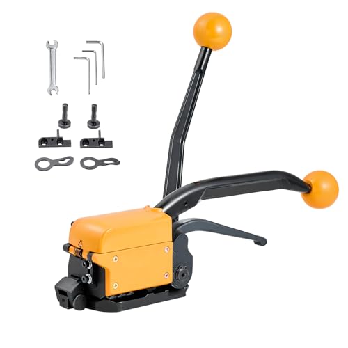 VEVOR Banding Strapping Kit, Heavy Duty A3 Steel Banding Sealer Tool with Adjustable Width, Manual Metal Pallet Packaging Strapping Kit for Warehouse, Transportation, Industrial Bundling, Home Use