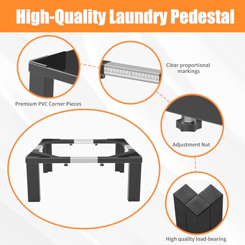 LYUND Heavy-Duty All Steel Universal Laundry Pedestal 12" Height , Full size Washing Machine Stand Adjustable Dryer Stand , Suitable for all Washer and Dryer Pedestal（Black） by LYUND - Used condition - Image 4