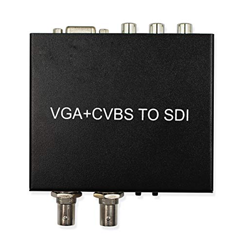 HDSUNWSTD VGA+CVBS to SDI Converter, VGA & AV to SD/HD/3G-SDI Signal Converter, 2x SDI Output Ports, US Power Adapter